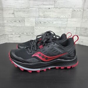 Saucony Peregrine 10 Womens Size 5 Black Red Trail Running Shoes Hiking Camping